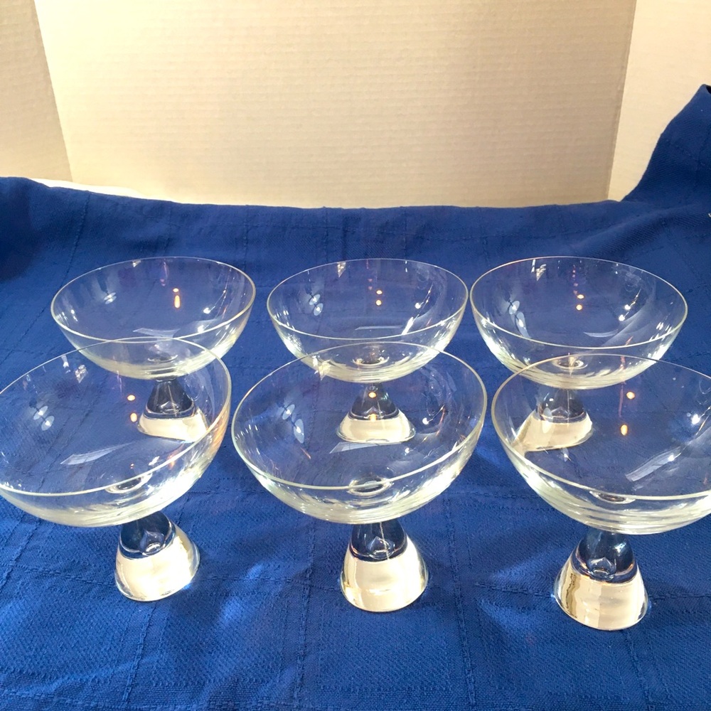 Holmegaard princess champagne glasses x 6 signed on the bottom.